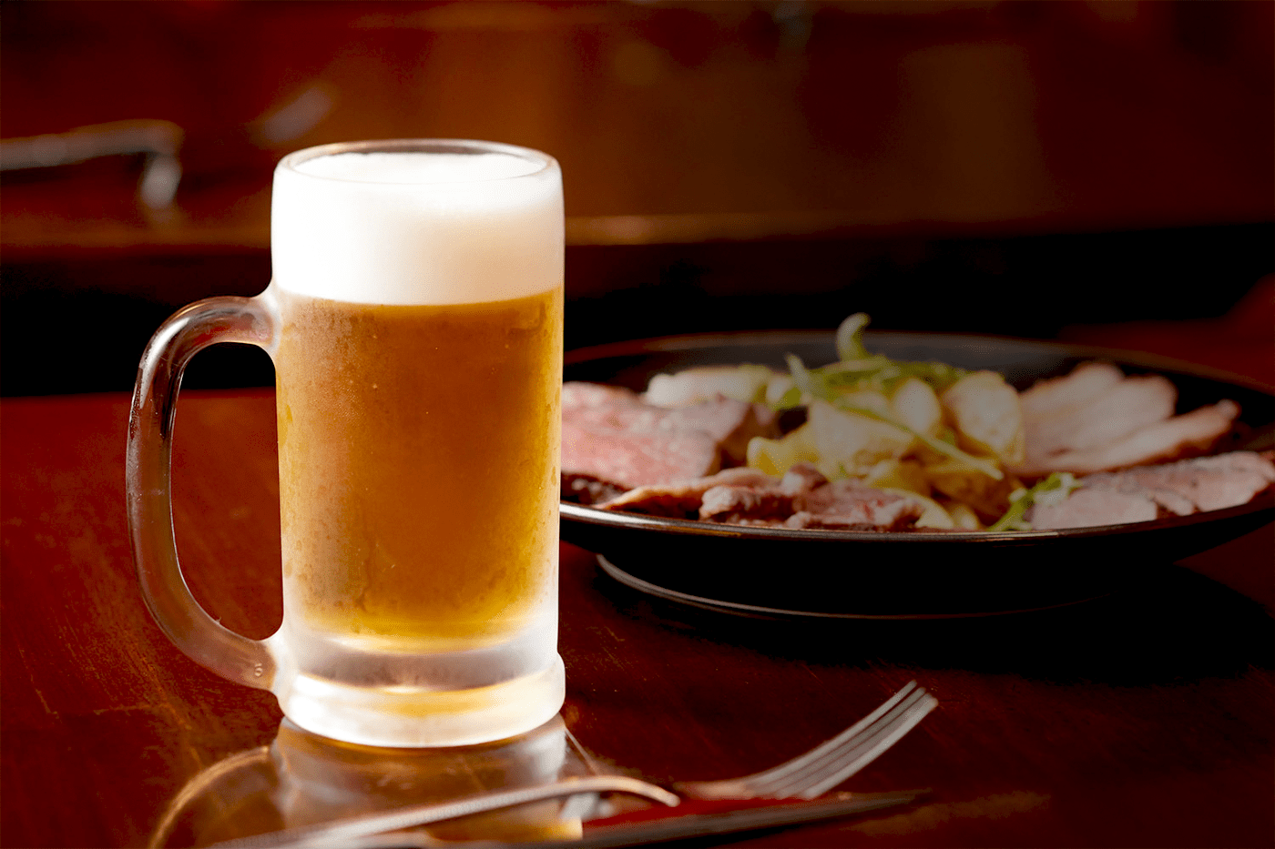 ビールと肉